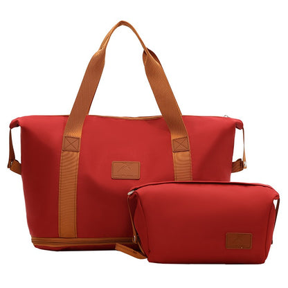 2Pc Multifunctional Travel Duffel Women Weekend Tote Bag Expandable Luggage Handbag Trip Carry On Pack Sports Gym Crossbody Bags