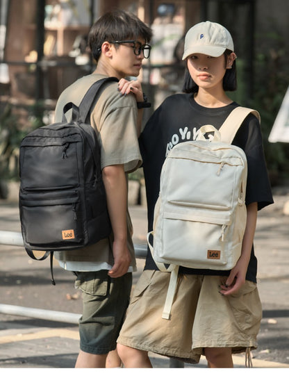 LEE Classic Black Unisex College Student School Bag Large Capacity Casual Leisure Nylon Laptop Backpacks Woman Man Schoolbag