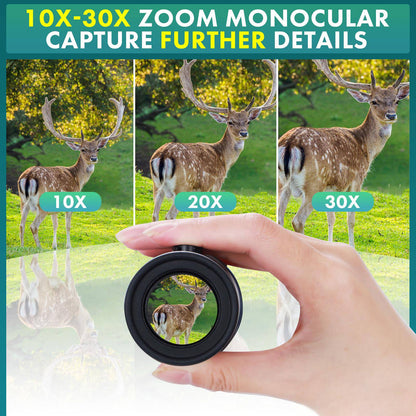Telescópio Profissional 10-30X30, Lente Telescópica com Zoom para Celular com Tripé, Material em Liga de Alumínio, Base para Tripé, Adequado para Viagens ao Ar Livre, Fotografia de Caminhadas