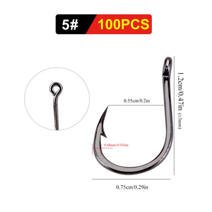 FTK 50-100pçs Anzol de Pesca Dourado Aço de Alto Carbono 1#-12# Anzol Farpado com Olhal Anzóis Vermelhos para Pesca de Carpa