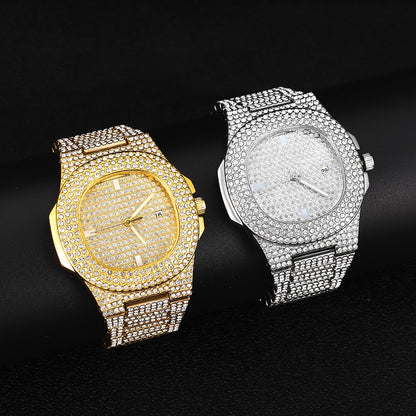 Luxury Diamond-Encrusted Hip Hop Watch Exquisite Fashion Design for Men And Women Casual Party Business Gift