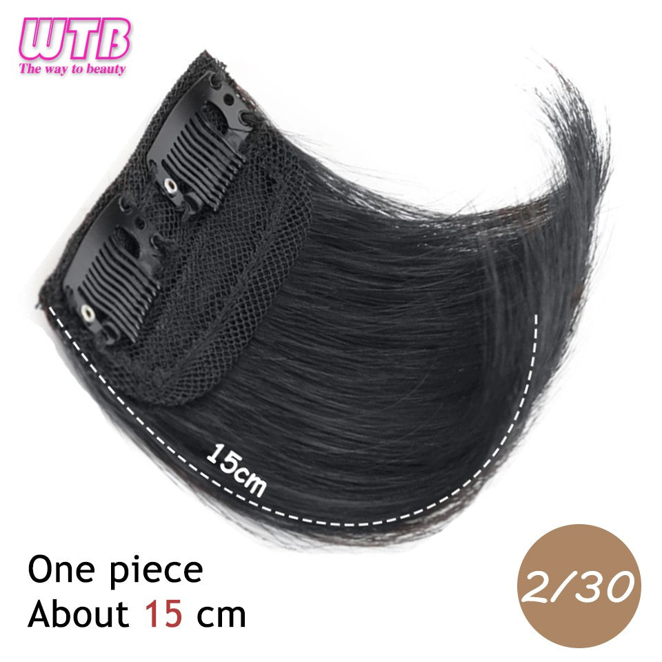 Almofadas de cabelo sintéticas invisíveis sem costura, clipe de uma peça com 2 clipes, aumentam o volume do cabelo, extensões de cabelo, aplique de cobertura superior lateral