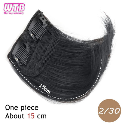 Almofadas de cabelo sintéticas invisíveis sem costura, clipe de uma peça com 2 clipes, aumentam o volume do cabelo, extensões de cabelo, aplique de cobertura superior lateral