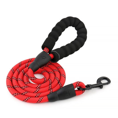 Coleira redonda de nylon reflexivo de seda para cães de médio e grande porte, corda de puxar para passear com cães