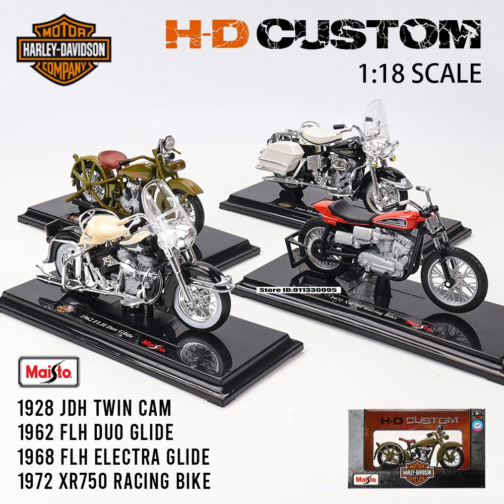 Maisto 1:18 Moto Harley-Davidson 1972 XR750 Moto de Corrida 1962 FLH 1928 JDH Liga Modelo de Moto Coleção de Carrinhos de Brinquedo