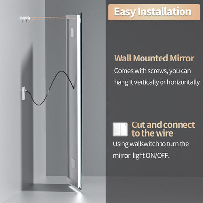 LUVODI Large Illuminated Bluetooth Bathroom Mirror Rectangle Anti-fog LED Bathroom Vanity Mirror with Bluetooth Speaker 3 Color