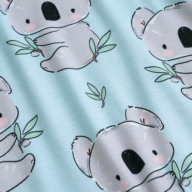 Macacão Estampa Coala Unissex para Bebês Recém-nascidos Roupa de Verão Manga Curta 0-18 Meses Pijama Infantil Peça Única