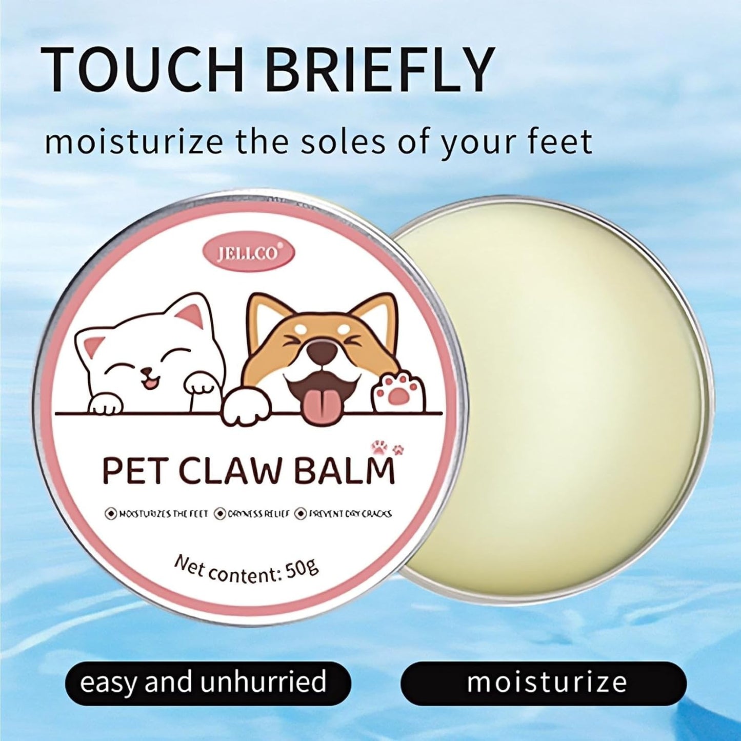 Creme Hidratante para Patas de Animais de Estimação 50g Bálsamo Protetor para Patas de Gatos e Cães Protetor Nasal Vegetal Natural Cuidados de Outono e Inverno Hidratante para Patas de Animais de Estimação