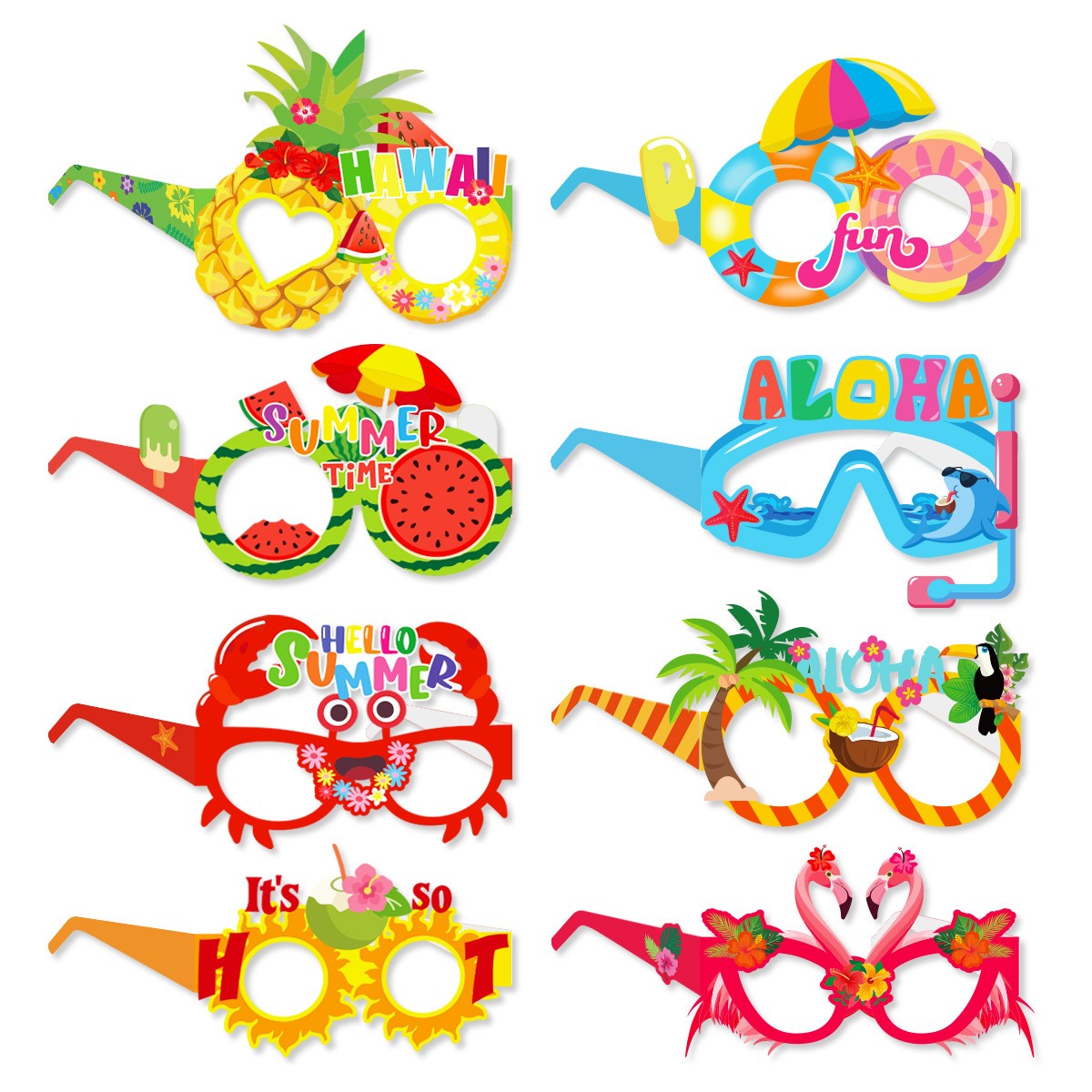 9pcs Hawaii Themed Party Wine Bottle Stickers Pink Flamingo Pineapple Stickers Summer Beach Party Supplies Decoration 4.02×5inch
