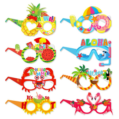 9pcs Hawaii Themed Party Wine Bottle Stickers Pink Flamingo Pineapple Stickers Summer Beach Party Supplies Decoration 4.02×5inch