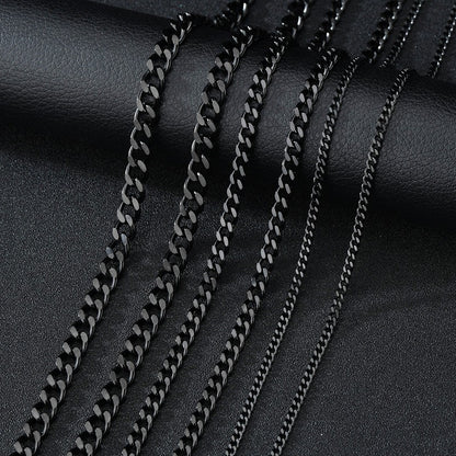 Colares de Aço Inoxidável Punk Básico 3, 5, 7mm Elo Cubano Masculino Feminino Corrente Dourada Preta Gargantilhas Joias de Metal Sólido