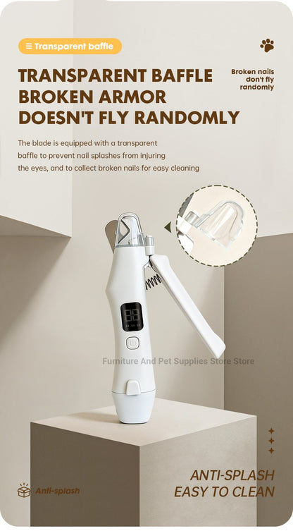 Aparador de Unhas Elétrico 2 EM 1 para Pets com Luzes LED Lixador de Unhas para Pets Aparador e Lixador de Unhas de Cães para Cães/Gatos de Pequeno, Médio e Grande Porte