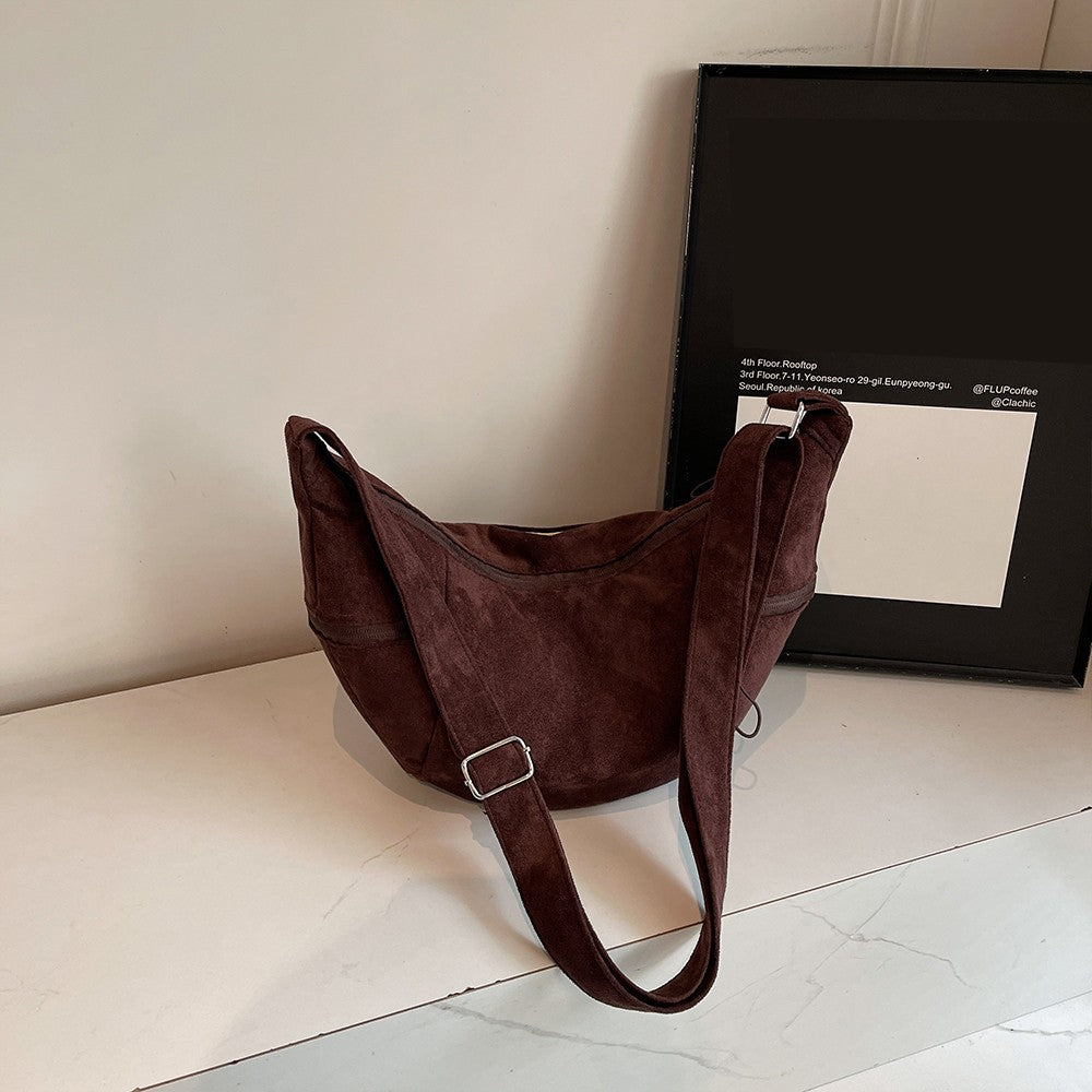 Imitation Suede Bag, New Crossbody Bag, Women's Bag, High-End Feel, Shoulder Bag, Large Capacity Commuting Dumpling Bag