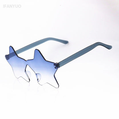 Star Shaped Sunglasses Rimless Colorful Transparent Glasses for Women Men Festival Birthday Cosplay Beach Summer Party Supplies
