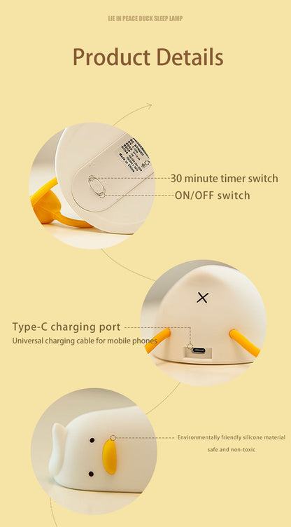 Duck Nightlights Led Night Light Duckling Rechargeable Lamp USB Cartoon Silicone Children Kid Bedroom Decoration Birthday Gift