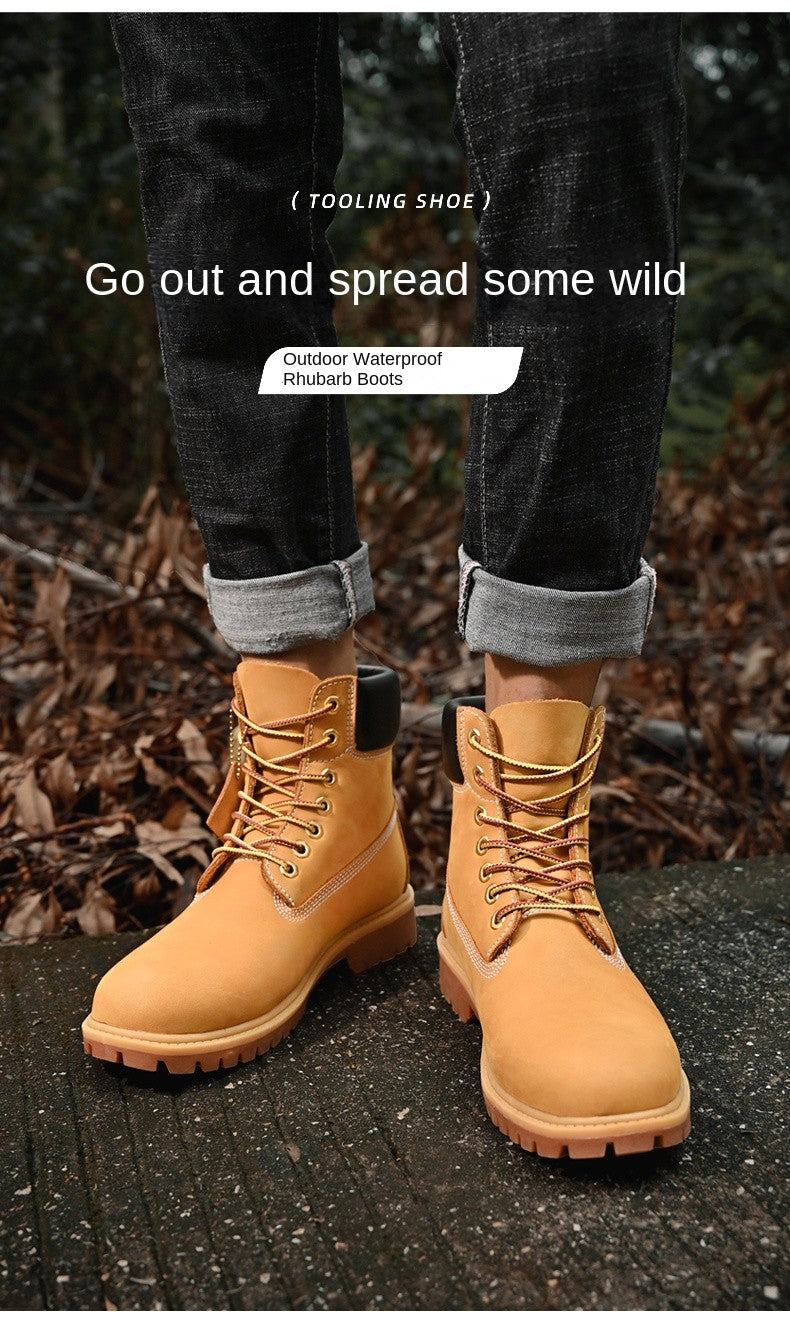 Boots Men High Top Boots High Quality Women Leather Shoes Fashion Outdoor Sneakers Men Lace Up Non-Slip Ankle Boots for Couple