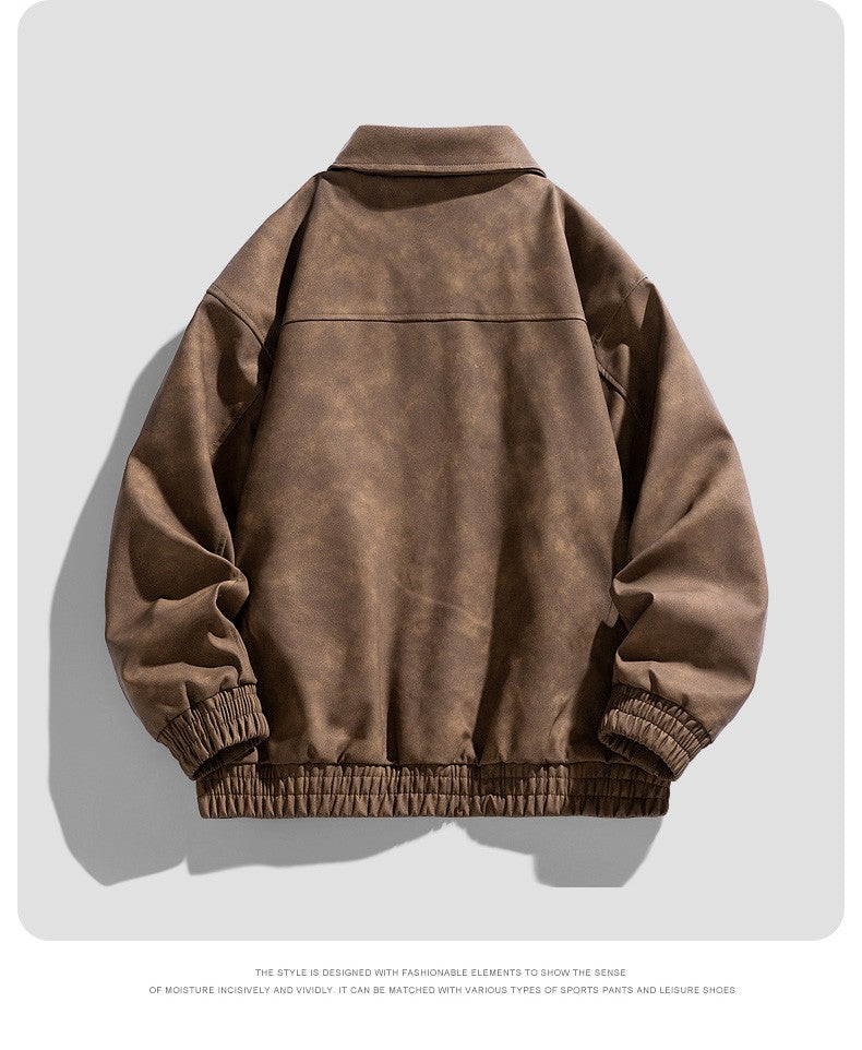 Fashion Trend Korean Slim Fit Casual Men's Leather Jacket Motorcycle Jacket New Spring and Autumn Men's Slim PU Leather Jacket