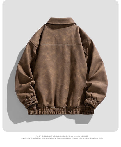 Fashion Trend Korean Slim Fit Casual Men's Leather Jacket Motorcycle Jacket New Spring and Autumn Men's Slim PU Leather Jacket