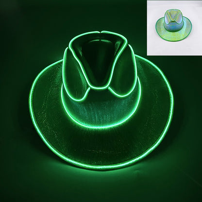 Chapéu de Cowboy LED Sem Fio, Chapéu de Cowboy Luminoso, Chapéu de Cowgirl Rosa para Discoteca, Noivas, Acessórios para Shows, Boates e Festas a Fantasia
