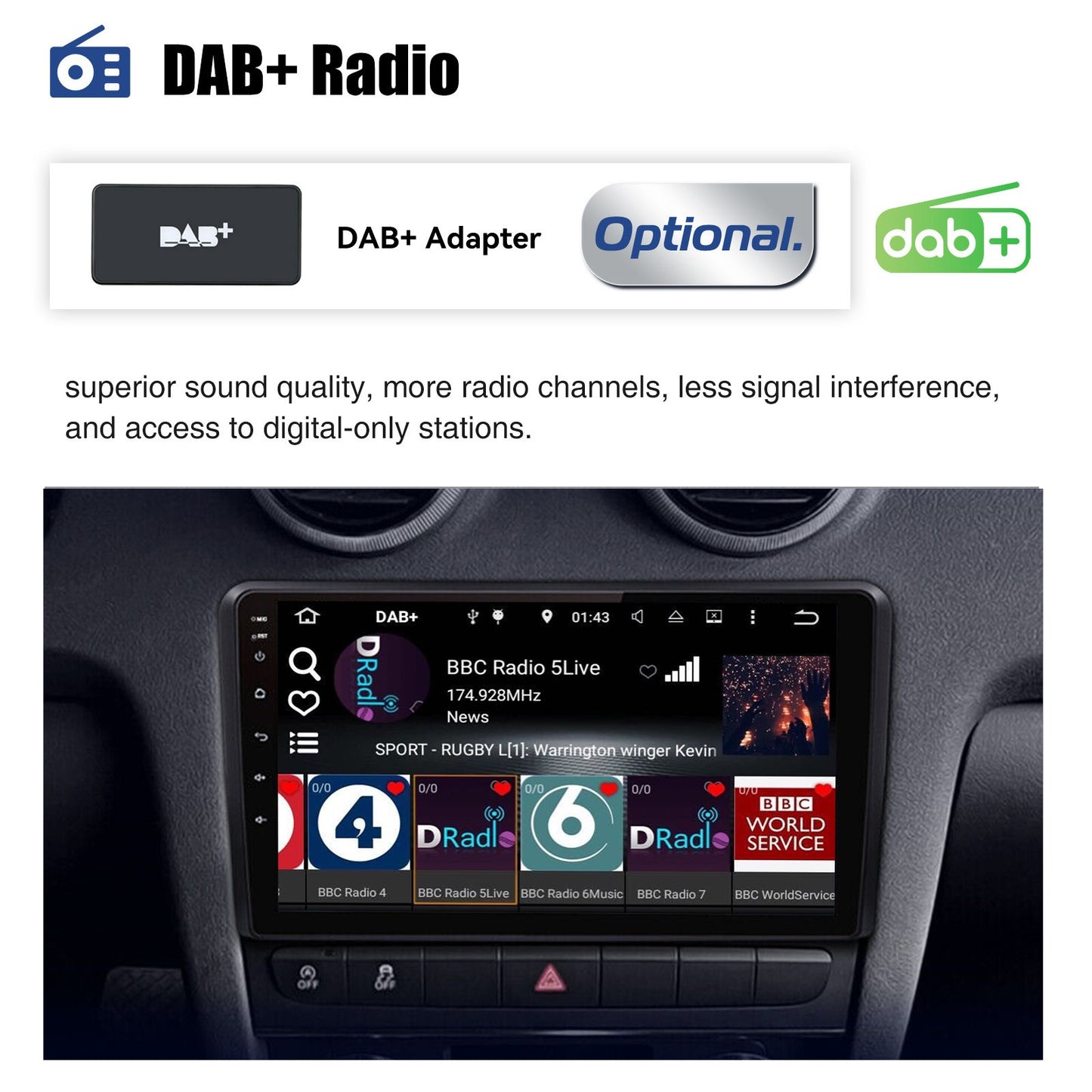 ESSGOO 9" Carplay AndroidAuto Car Stereo Multimedia Player Radio Android 13 GPS SAT Navi Wifi BT FM RDS For Audi A3 8P 2003-2013