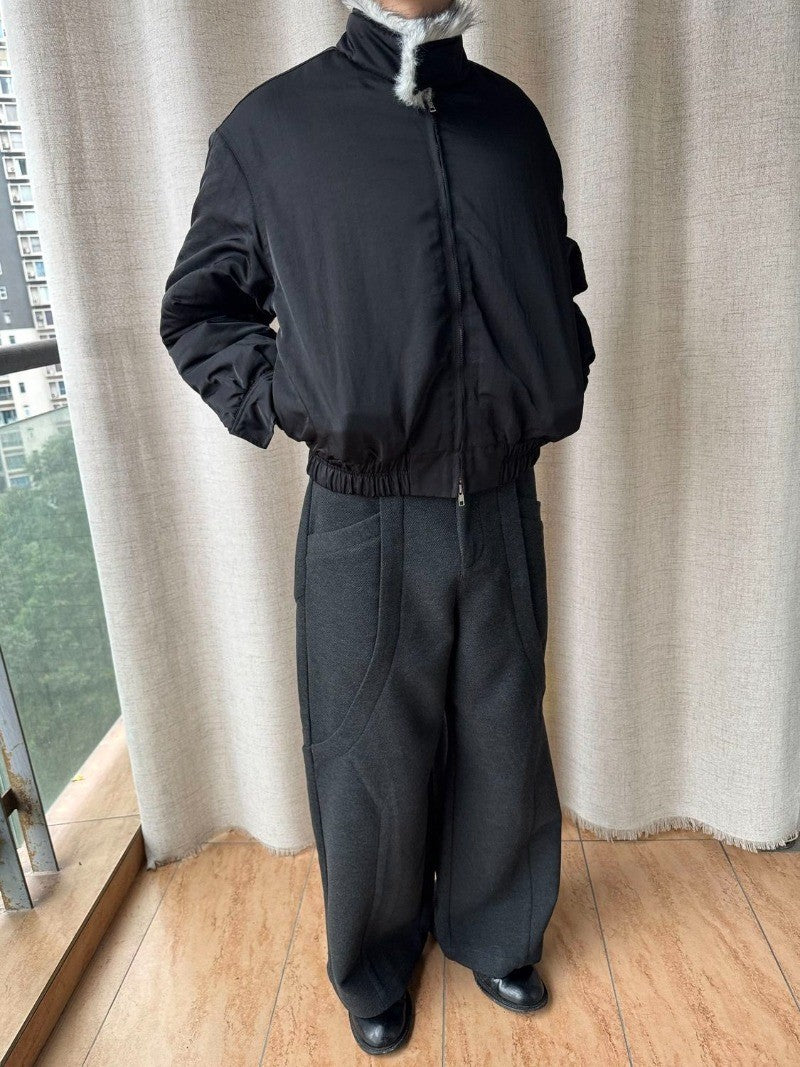 2025 Winter New Fashion Mountain Carving Imitation Wolf Fur Coat Men and Women Y2K Harajuku Hip-hop Pop Bomber Jacket Cleanfit