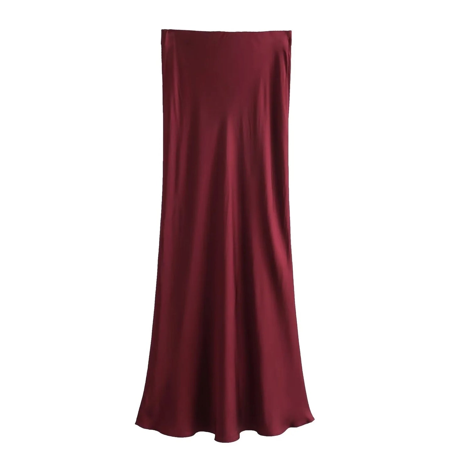 XNWMNZ Women's Fashion 2023 Flowing Satin Midi Skirt Women Vintage Elastic High