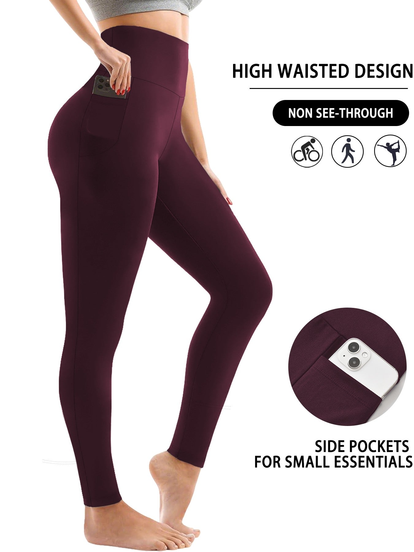 Super Soft Sports Leggings With Pockets For Women High Waisted Workout Yoga Running Push Up Gym Fitness Tight Pants Women's