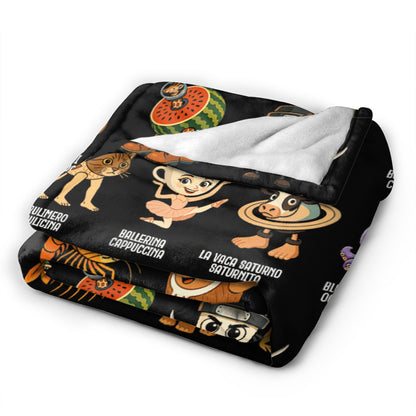 Warm Soft BlanketsStudents Picnic Italian Brainrot Funny Meme Throw Blanket Flannel Bedspread Bedroom Aesthetic Sofa Bed Cover