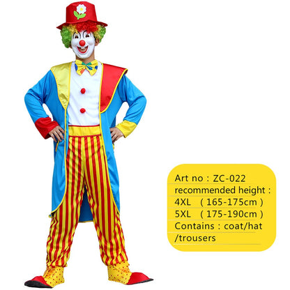 Adults Funny Clown  Costumes ,Joker Cosplay Suits for Men,Magician Performance Fancy Outfits?just Clothes,no Prop Wig/Mask/Shoes