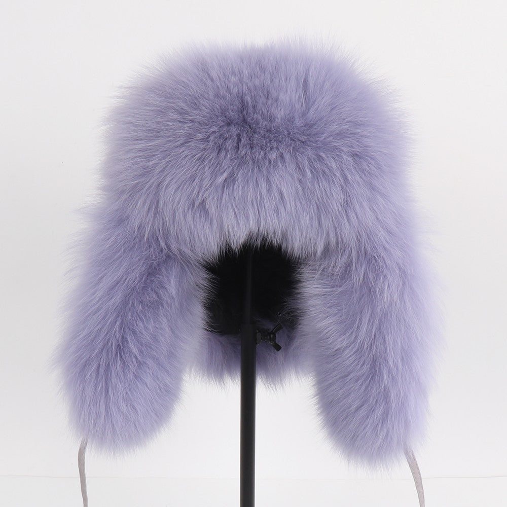 2025 Novo Chapéu Feminino Ushanka Russo de Pele de Raposa Natural Inverno Grosso Quente Orelhas Moda Chapéu Bomber Senhora Gorro Genuíno de Pele de Raposa Real