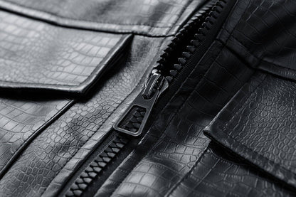 New Spring Autumn Winter PU Leather Stand Collar Open Cardigan Biker Casual Loose Fit Jacket Men's Fashion Outerwear