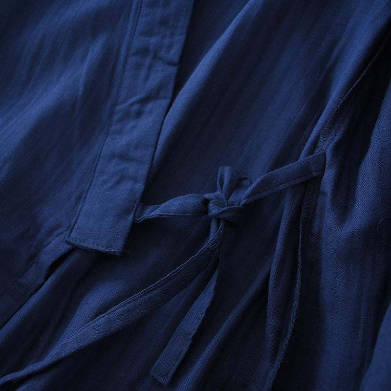 Men's Cotton Kimono Robes Pajamas Clothes Thin Spring and Autumn Black and Navy Colors Home Clothes Loose Casual Men Robe Sets