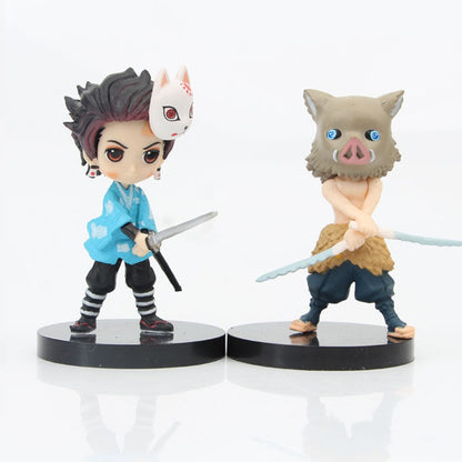 BANDAI Q Posket Boneco Atacado Demon Slayer Mini Estatueta 6pçs/12pçs/Conjuntos Kimetsu No Yaiba Pequenos Bonecos de PVC Decoração de Mesa