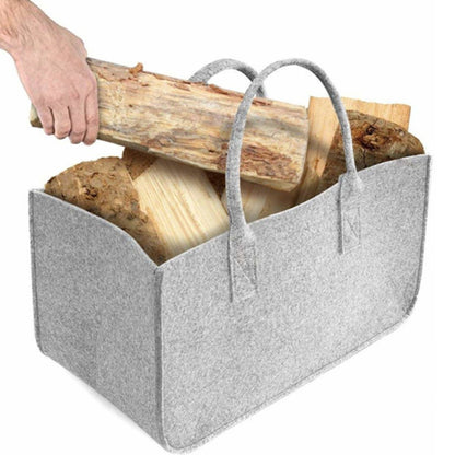 Felt Storage Bag for Fireplace Wood Organizer, Shopping Basket, Magazine Rack, Firewood Pocket, Home Storage Bags Holder