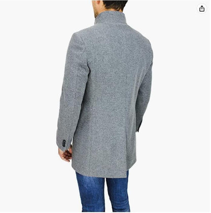 Elegant Jackets Man Single Breasted Man's Janket Solid Wool Blends Mid-length Trench Coat Long Men's Coat
