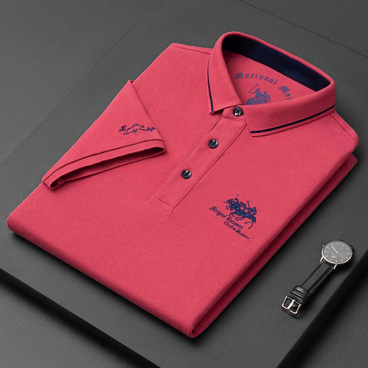 Summer New Embroidered Cotton Short Sleeved Polo Shirt for Men's Fashion, Casual, Comfortable, and Breathable T-shirt Top