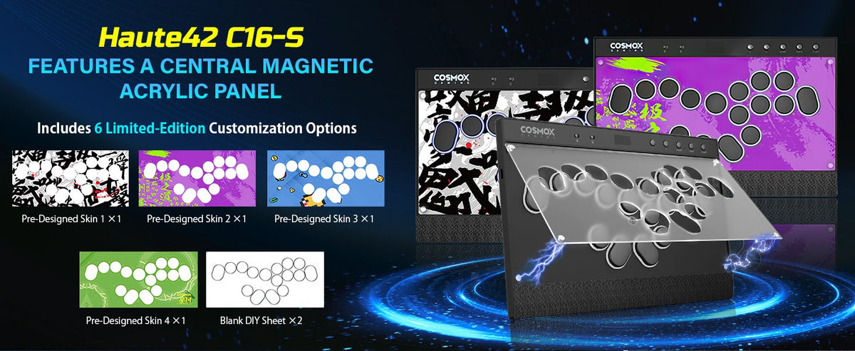 Haute42 Magnetic C16-S Joystick Hitbox Leverless Controller Stickless Arcade Stick Keyboard For PC/PS4/PS5/Switch Fight Sticks
