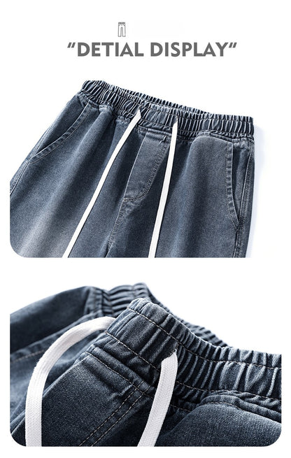 Calça Jeans Masculina Americana Solta Perna Larga Reta Casual Street Hip-hop Folgada Jeans Preto Cinza Azul Streetwear Masculino