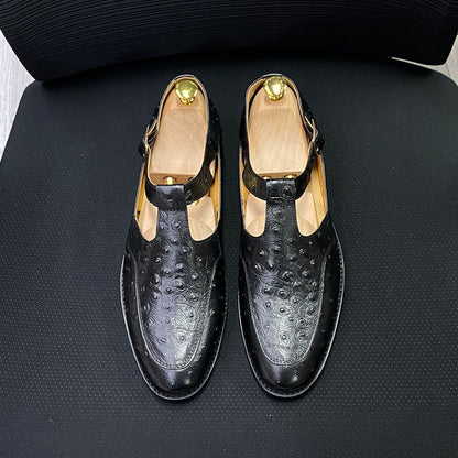 Men's leather sandals with toe caps, summer new style, personalized fashion show, handmade men's shoes, cowhide outdoor