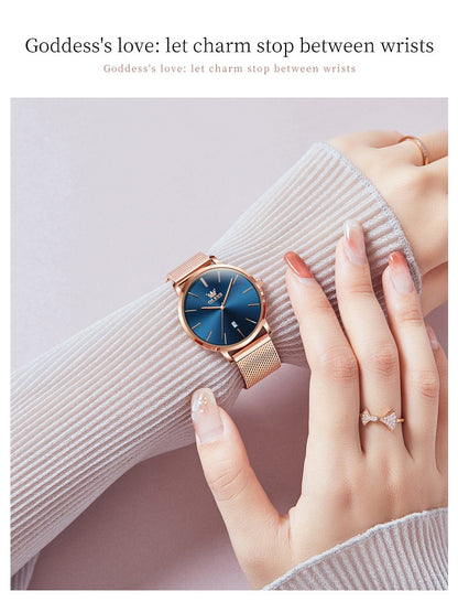OLEVS 5869 Women Watch Fashion Simple Ultra Thin 6.5mm Quartz Women's Watch Top Brand Calendar Waterproof Women Luxury Watch