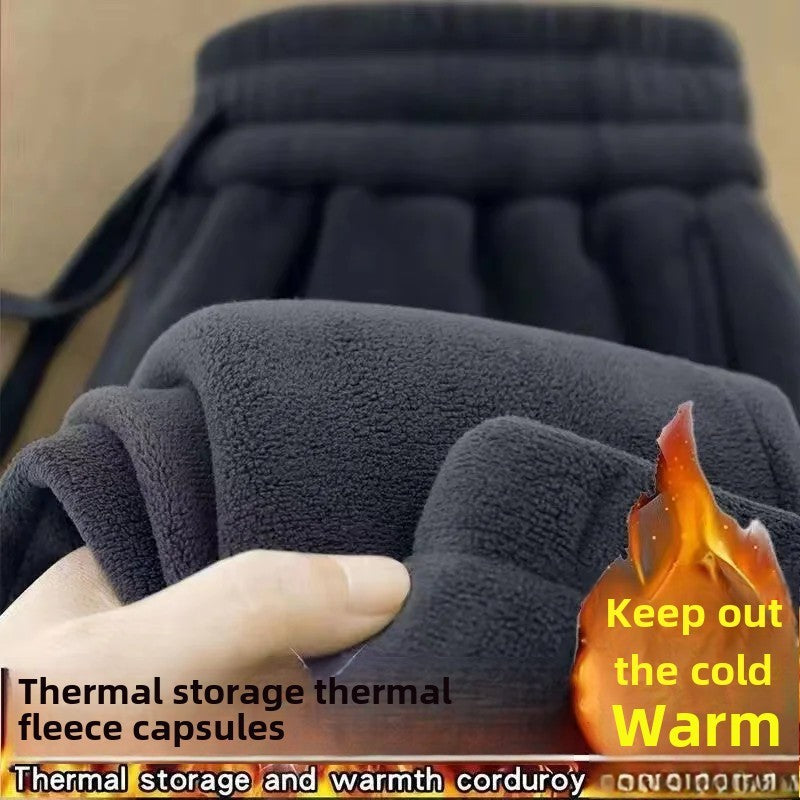 Double-Sided Zippered Fleece Pants For Men Thickened Winter Warm Sweatpants Casual Loose Fit Outerwear Trousers