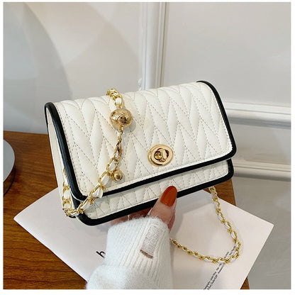 New Fashion Women's Shoulder Bag Simple Chain Texture Small Square Bag Light Luxury Party Crossbody Bag Purses and Handbags