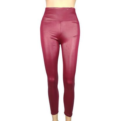 Women Spring Autumn Leggings Pants High Waist Faux Leather Leggings Female Elastic Slim Skinny Sexy Leather Pants Trousers