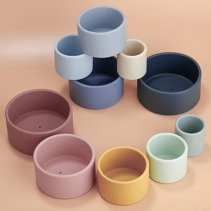 TYRY.HU 1set Baby Silicone Building Block BPA Free Round Cup Soft Block 3D Educational Montessori Toys Baby Teether Gifts