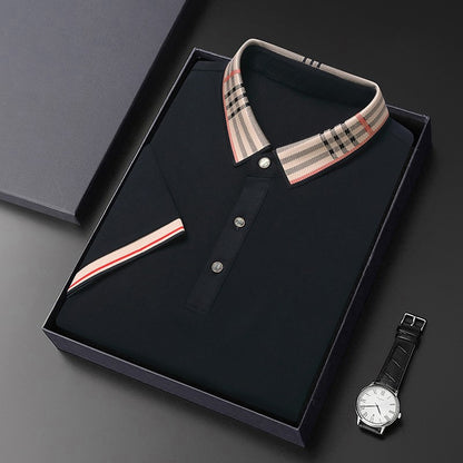 Original Quality Men's Polo Shirt High-End Striped Print Short Sleeve Classic Lapel T-Shirt Business Casual fashion Menswear Top