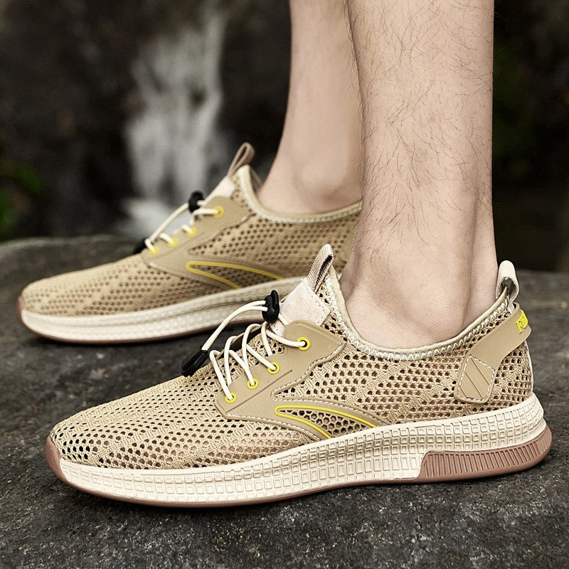 Sapatos Masculinos Casuais de Couro Genuíno para Exteriores Marca de Sapatos Masculinos para Escalada Caminhada Viagem Sapatilhas Respiráveis Masculinas Calçados de Verão