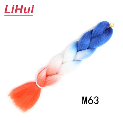 Cabelo Sintético Trança Jumbo 24 Polegadas Ombre Jumbo Extensão de Cabelo para Mulheres Tranças DIY Roxo Rosa Amarelo Cinza Lihu