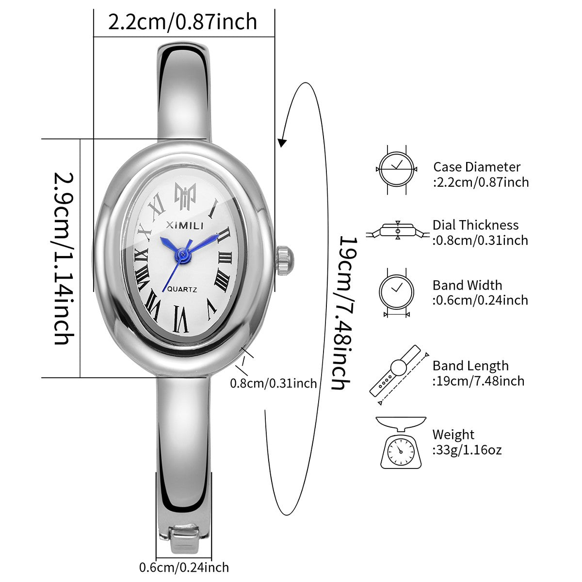 Elegant Oval Dial Women Bracelet Watch Fashion Ladies Quartz Wristwatch Reloj Mujer Girls Clock Gift
