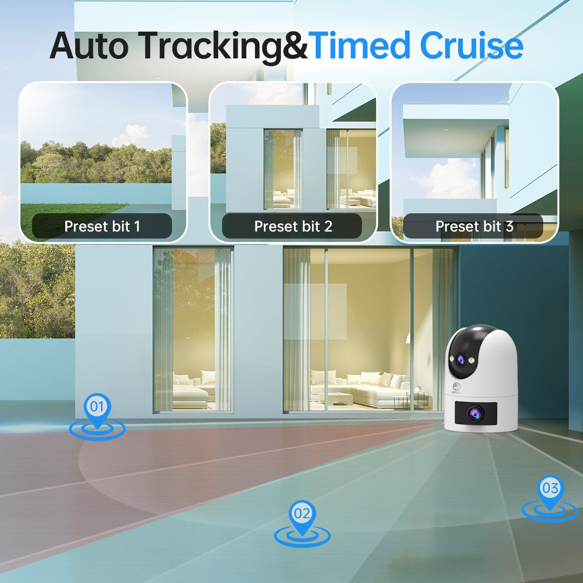 4K PTZ IP Camera Outdoor Waterproof Dual Lens 5G WiFi Security Camera Auto Tracking Video Surveillance Camera Baby Monitor