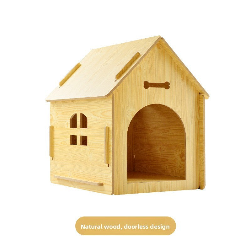 Casinha de cachorro e casinha de gato de madeira nova, casinha de cachorro com janela para animais de estimação, cabine para animais de estimação destacável, placa Osson de alta densidade, com portas de ferro